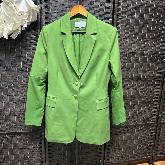 Pearl by Lela Rose Single Breasted Green Blazer Jacket Size 12 - Picture 1 of 7